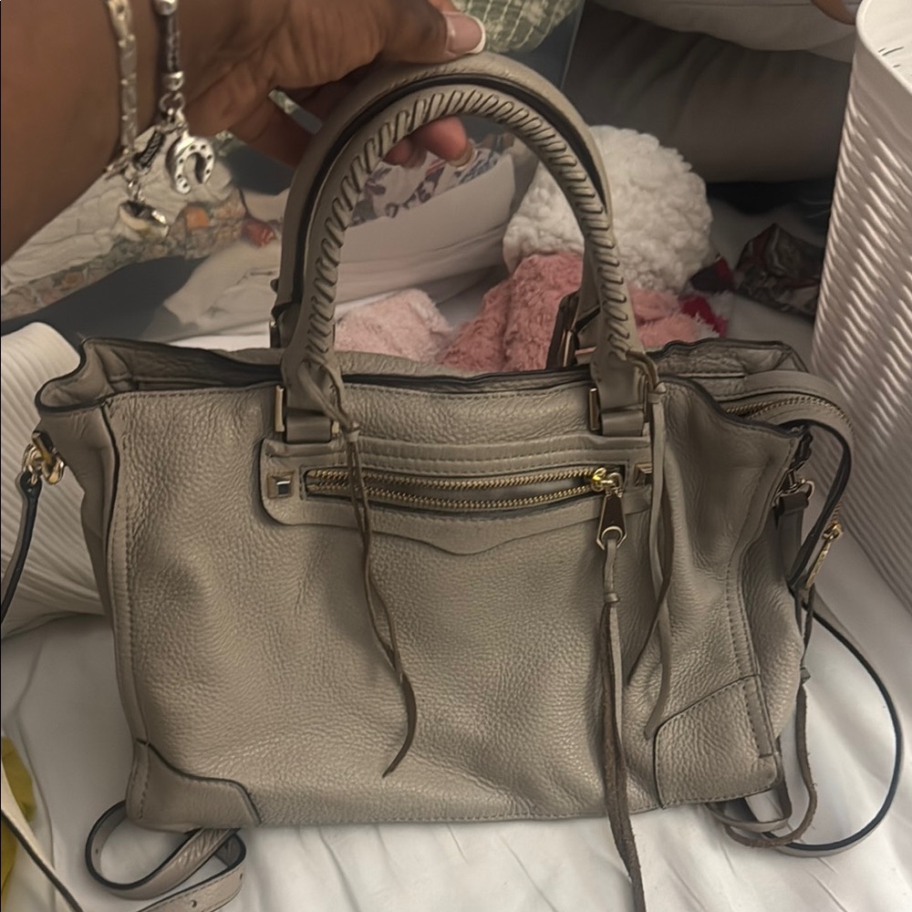 Rebecca Minkoff Gray Satchel with Metallic Accents